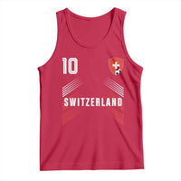 Switzerland Soccer Sports Graphic Number 10 Jersey Style Tank Top Proud Swiss Football Fans Game Day Pride