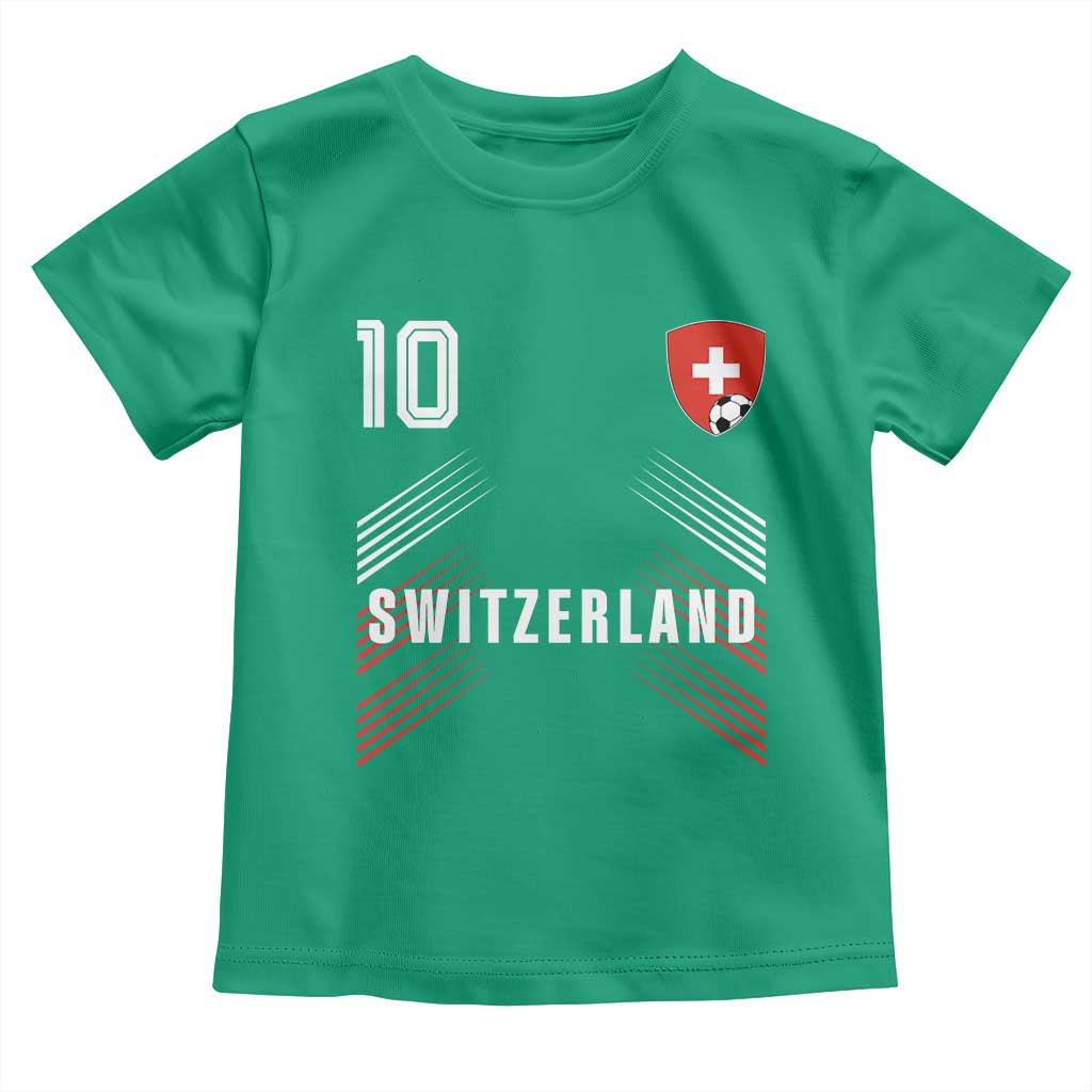 Switzerland Soccer Sports Graphic Number 10 Jersey Style Toddler T Shirt Proud Swiss Football Fans Game Day Pride