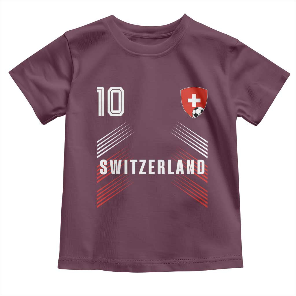 Switzerland Soccer Sports Graphic Number 10 Jersey Style Toddler T Shirt Proud Swiss Football Fans Game Day Pride