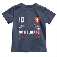 Switzerland Soccer Sports Graphic Number 10 Jersey Style Toddler T Shirt Proud Swiss Football Fans Game Day Pride