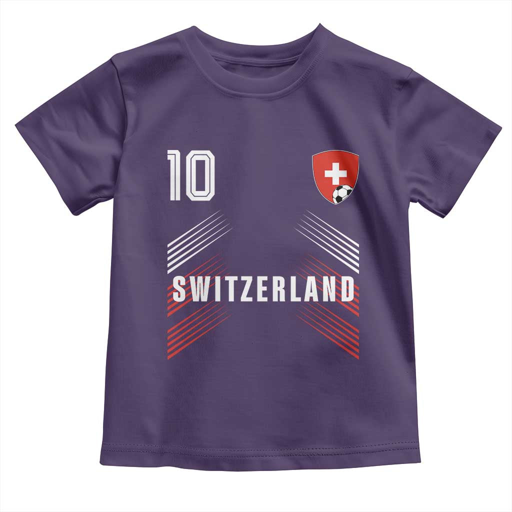 Switzerland Soccer Sports Graphic Number 10 Jersey Style Toddler T Shirt Proud Swiss Football Fans Game Day Pride
