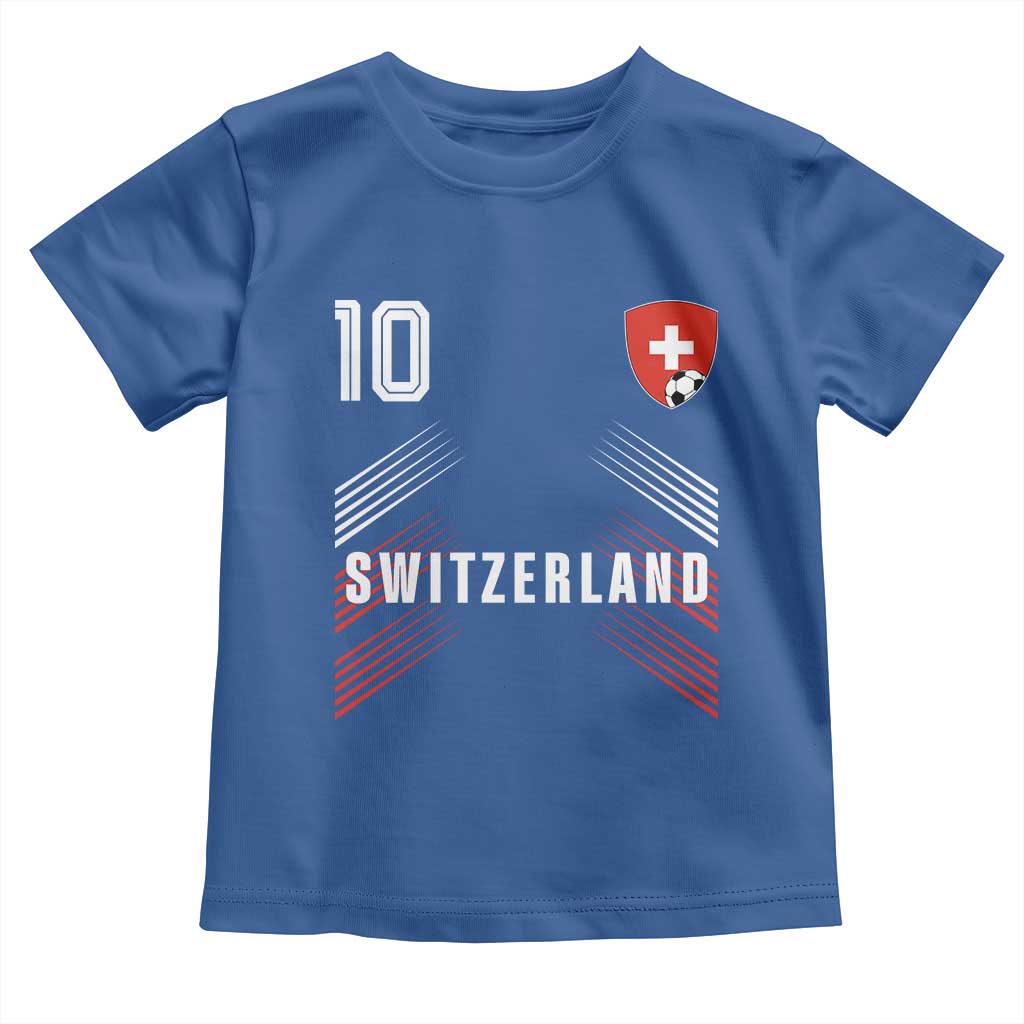 Switzerland Soccer Sports Graphic Number 10 Jersey Style Toddler T Shirt Proud Swiss Football Fans Game Day Pride