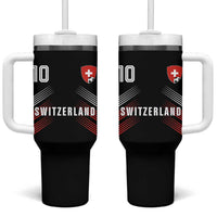 Switzerland Soccer Sports Graphic Number 10 Jersey Style Tumbler With Handle Proud Swiss Football Fans Game Day Pride