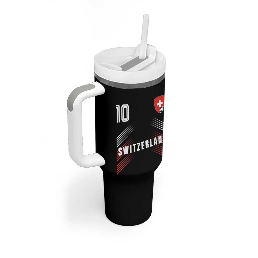 Switzerland Soccer Sports Graphic Number 10 Jersey Style Tumbler With Handle Proud Swiss Football Fans Game Day Pride