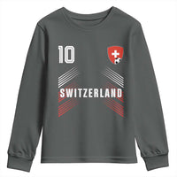 Switzerland Soccer Sports Graphic Number 10 Jersey Style Youth Sweatshirt Proud Swiss Football Fans Game Day Pride