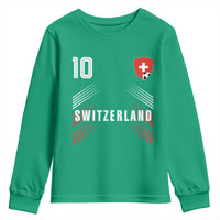 Switzerland Soccer Sports Graphic Number 10 Jersey Style Youth Sweatshirt Proud Swiss Football Fans Game Day Pride