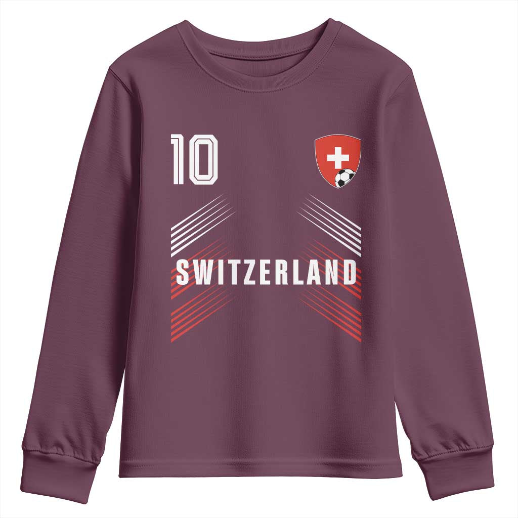 Switzerland Soccer Sports Graphic Number 10 Jersey Style Youth Sweatshirt Proud Swiss Football Fans Game Day Pride