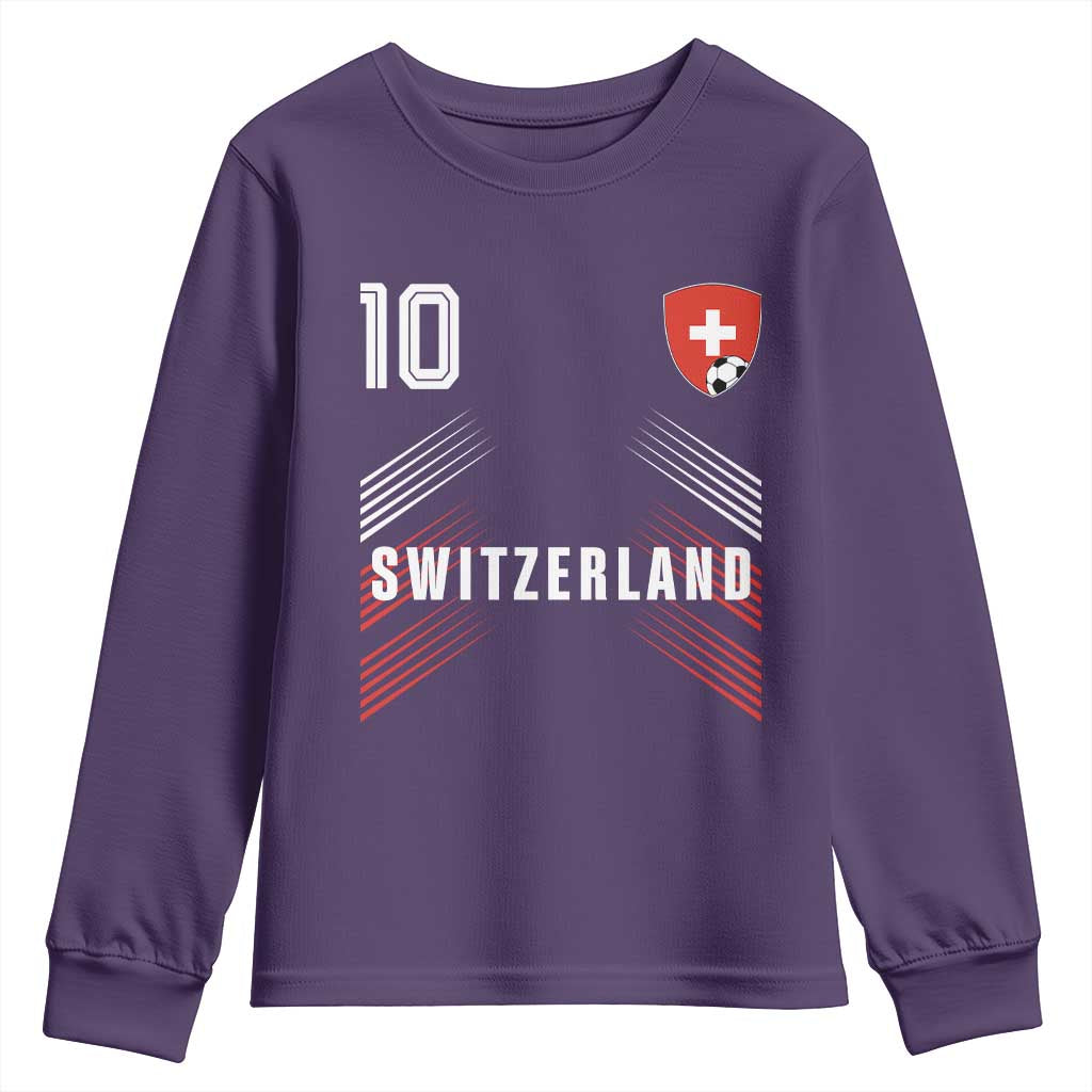 Switzerland Soccer Sports Graphic Number 10 Jersey Style Youth Sweatshirt Proud Swiss Football Fans Game Day Pride