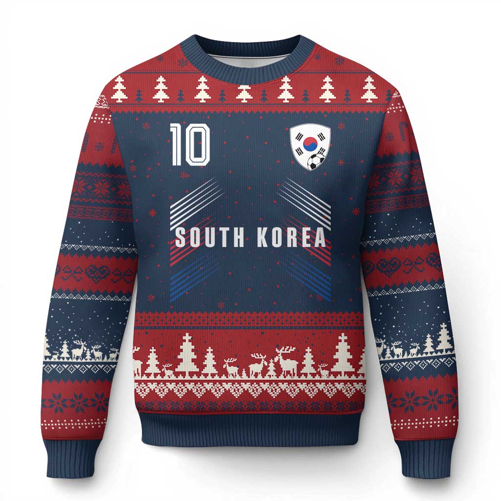 South Korea Soccer Sports Graphic Number 10 Jersey Style Ugly Christmas Sweater Proud Korean Football Fans Game Day Pride