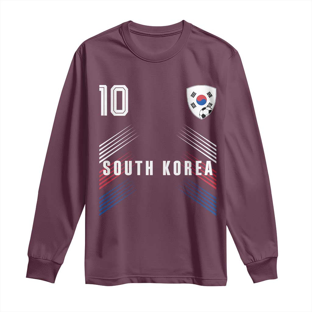South Korea Soccer Sports Graphic Number 10 Jersey Style Long Sleeve Shirt Proud Korean Football Fans Game Day Pride