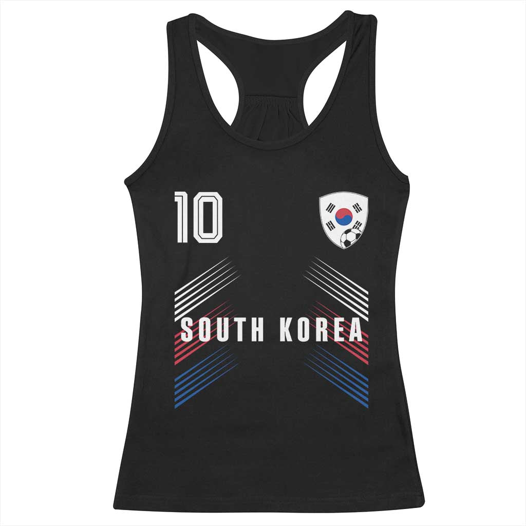 South Korea Soccer Sports Graphic Number 10 Jersey Style Racerback Tank Top Proud Korean Football Fans Game Day Pride