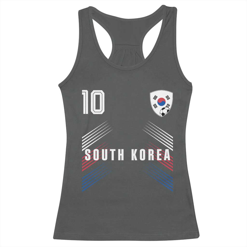 South Korea Soccer Sports Graphic Number 10 Jersey Style Racerback Tank Top Proud Korean Football Fans Game Day Pride