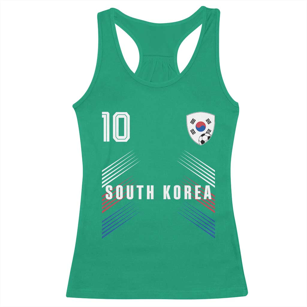 South Korea Soccer Sports Graphic Number 10 Jersey Style Racerback Tank Top Proud Korean Football Fans Game Day Pride