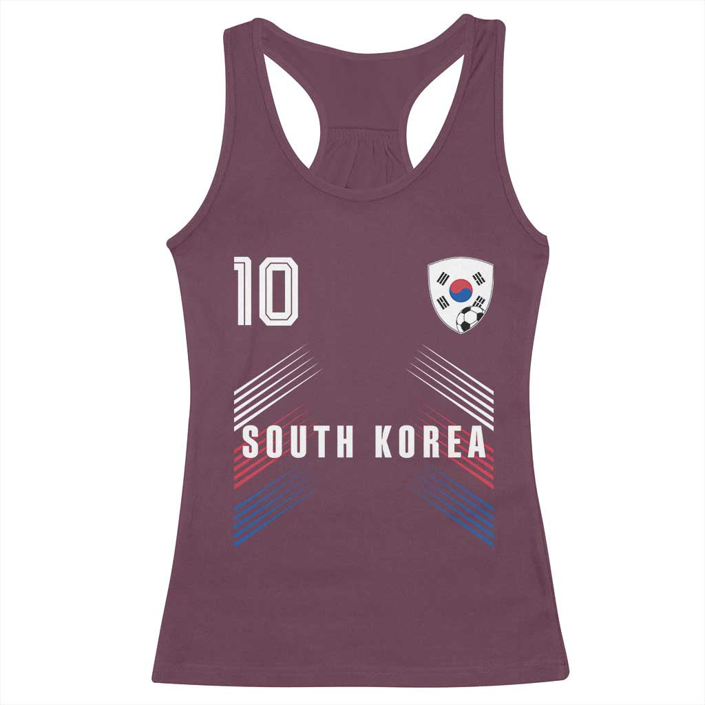 South Korea Soccer Sports Graphic Number 10 Jersey Style Racerback Tank Top Proud Korean Football Fans Game Day Pride