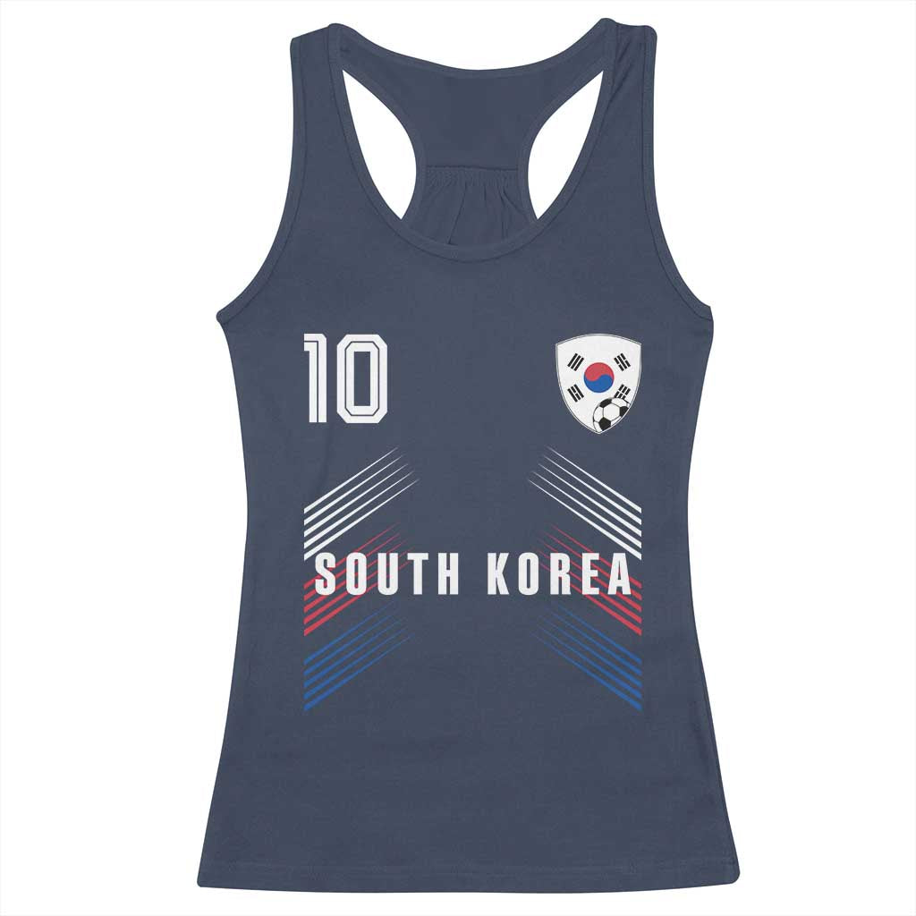 South Korea Soccer Sports Graphic Number 10 Jersey Style Racerback Tank Top Proud Korean Football Fans Game Day Pride