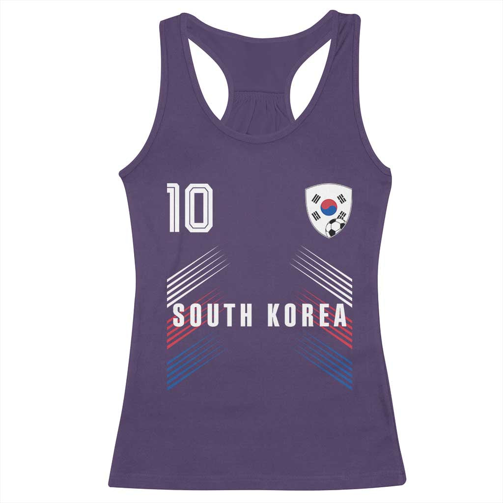 South Korea Soccer Sports Graphic Number 10 Jersey Style Racerback Tank Top Proud Korean Football Fans Game Day Pride