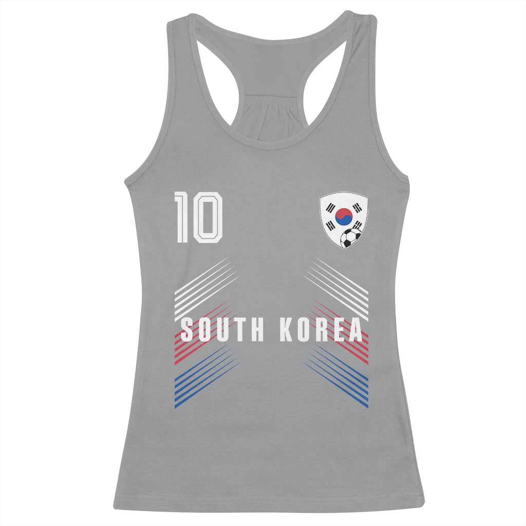 South Korea Soccer Sports Graphic Number 10 Jersey Style Racerback Tank Top Proud Korean Football Fans Game Day Pride