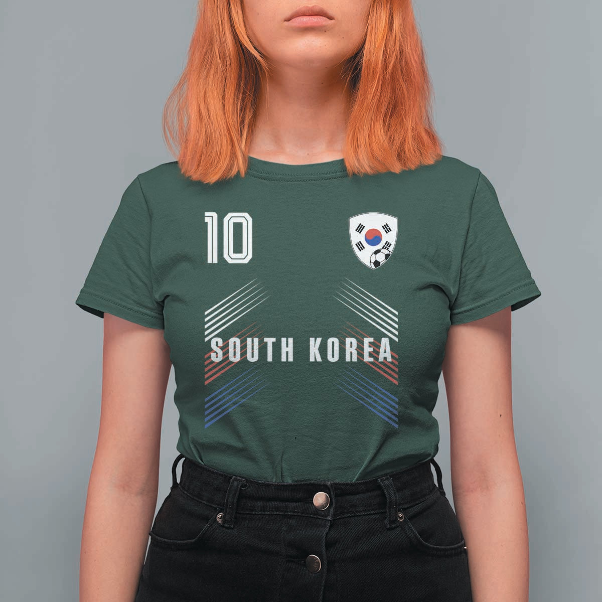 South Korea Soccer Sports Graphic Number 10 Jersey Style T Shirt For Women Proud Korean Football Fans Game Day Pride