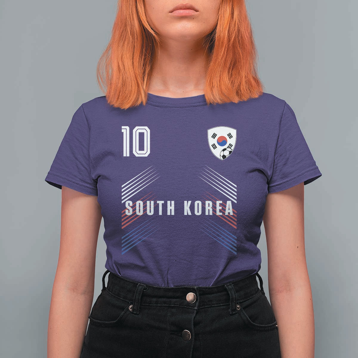 South Korea Soccer Sports Graphic Number 10 Jersey Style T Shirt For Women Proud Korean Football Fans Game Day Pride