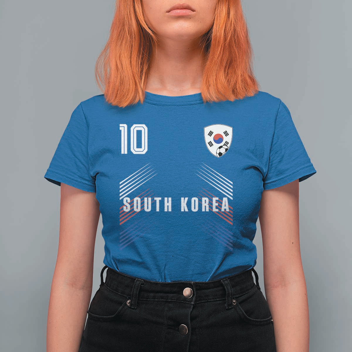South Korea Soccer Sports Graphic Number 10 Jersey Style T Shirt For Women Proud Korean Football Fans Game Day Pride
