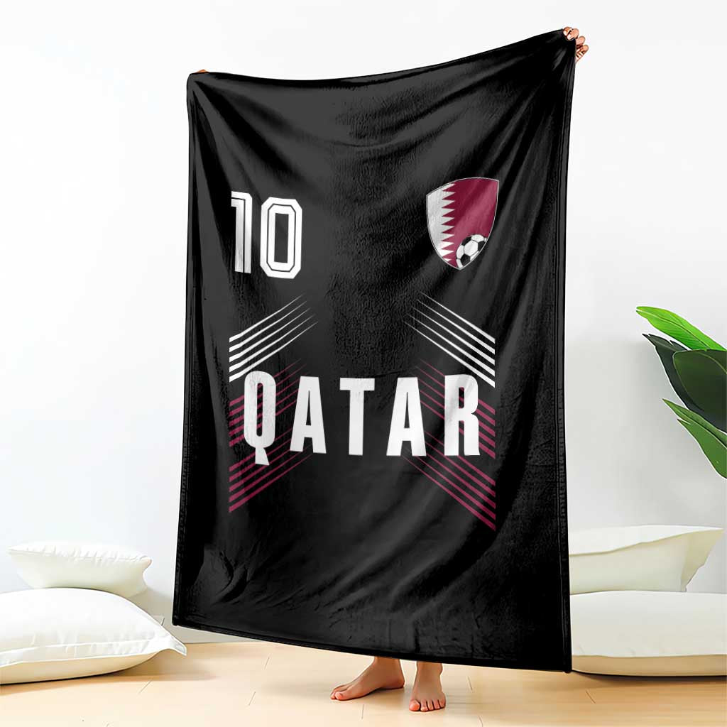Qatar Soccer Sports Graphic Number 10 Jersey Style Throw Blanket Proud Qatari Football Fans Game Day Pride