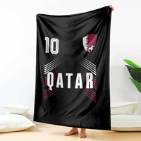 Qatar Soccer Sports Graphic Number 10 Jersey Style Throw Blanket Proud Qatari Football Fans Game Day Pride