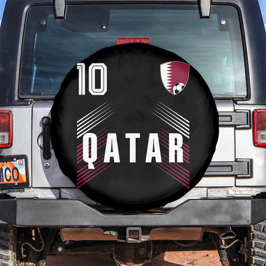 Qatar Soccer Sports Graphic Number 10 Jersey Style Spare Tire Cover Proud Qatari Football Fans Game Day Pride