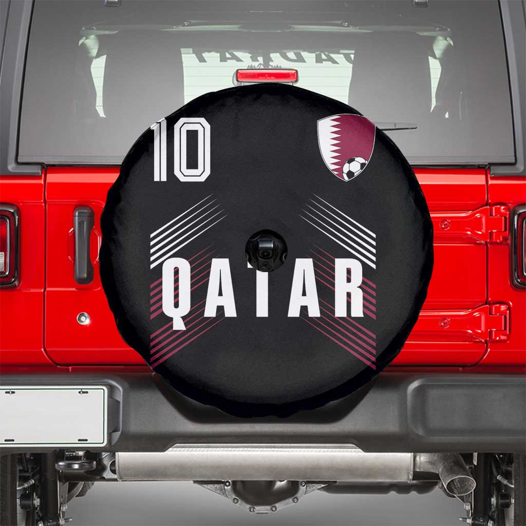 Qatar Soccer Sports Graphic Number 10 Jersey Style Spare Tire Cover Proud Qatari Football Fans Game Day Pride