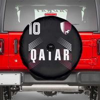 Qatar Soccer Sports Graphic Number 10 Jersey Style Spare Tire Cover Proud Qatari Football Fans Game Day Pride