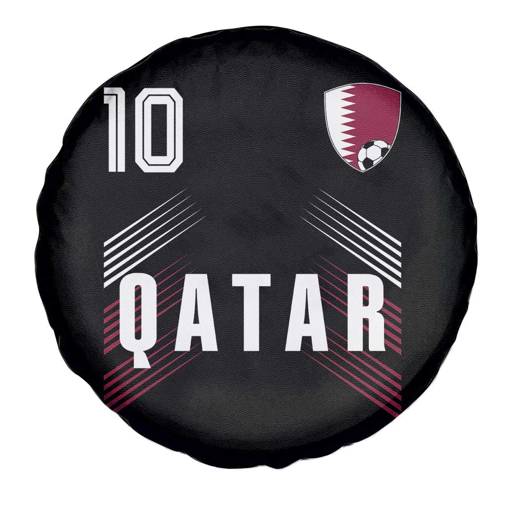 Qatar Soccer Sports Graphic Number 10 Jersey Style Spare Tire Cover Proud Qatari Football Fans Game Day Pride