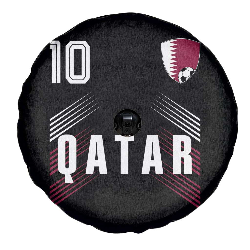 Qatar Soccer Sports Graphic Number 10 Jersey Style Spare Tire Cover Proud Qatari Football Fans Game Day Pride
