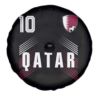 Qatar Soccer Sports Graphic Number 10 Jersey Style Spare Tire Cover Proud Qatari Football Fans Game Day Pride
