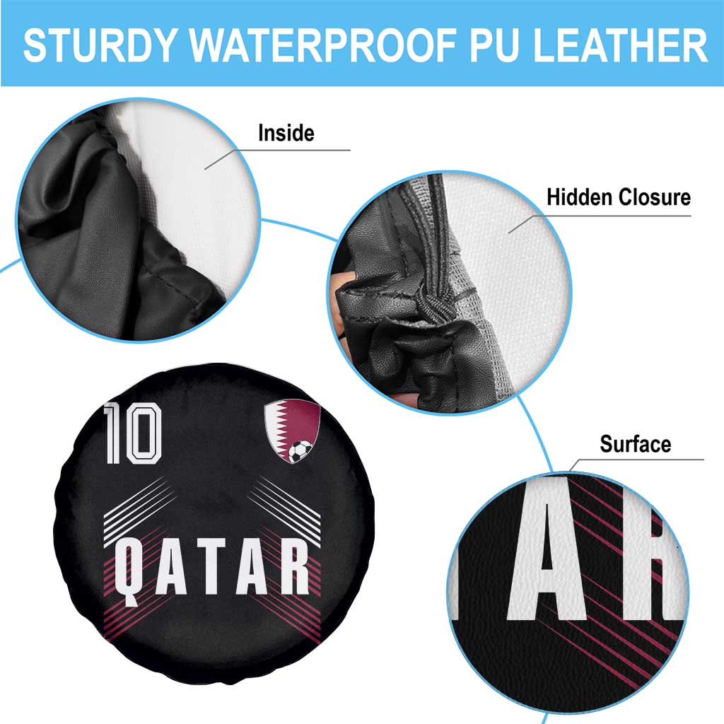 Qatar Soccer Sports Graphic Number 10 Jersey Style Spare Tire Cover Proud Qatari Football Fans Game Day Pride