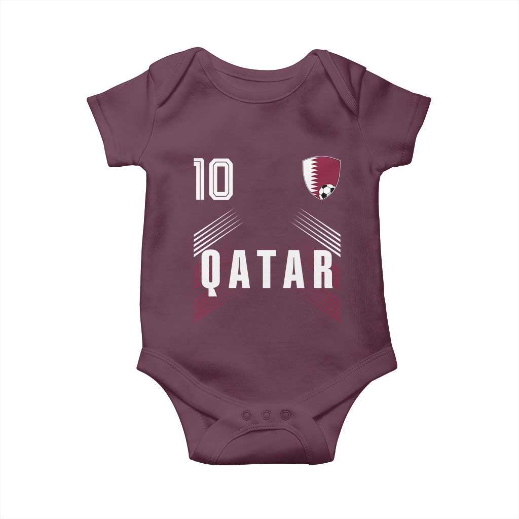 Qatar Soccer Sports Graphic Number 10 Jersey Style Baby Onesie Proud Qatari Football Fans Game Day Pride