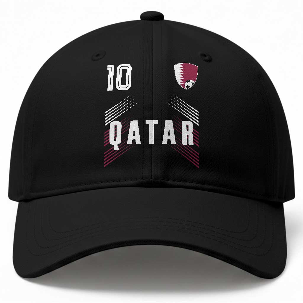 Qatar Soccer Sports Graphic Number 10 Jersey Style Baseball Cap Proud Qatari Football Fans Game Day Pride