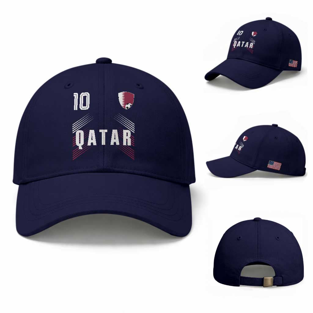 Qatar Soccer Sports Graphic Number 10 Jersey Style Baseball Cap Proud Qatari Football Fans Game Day Pride
