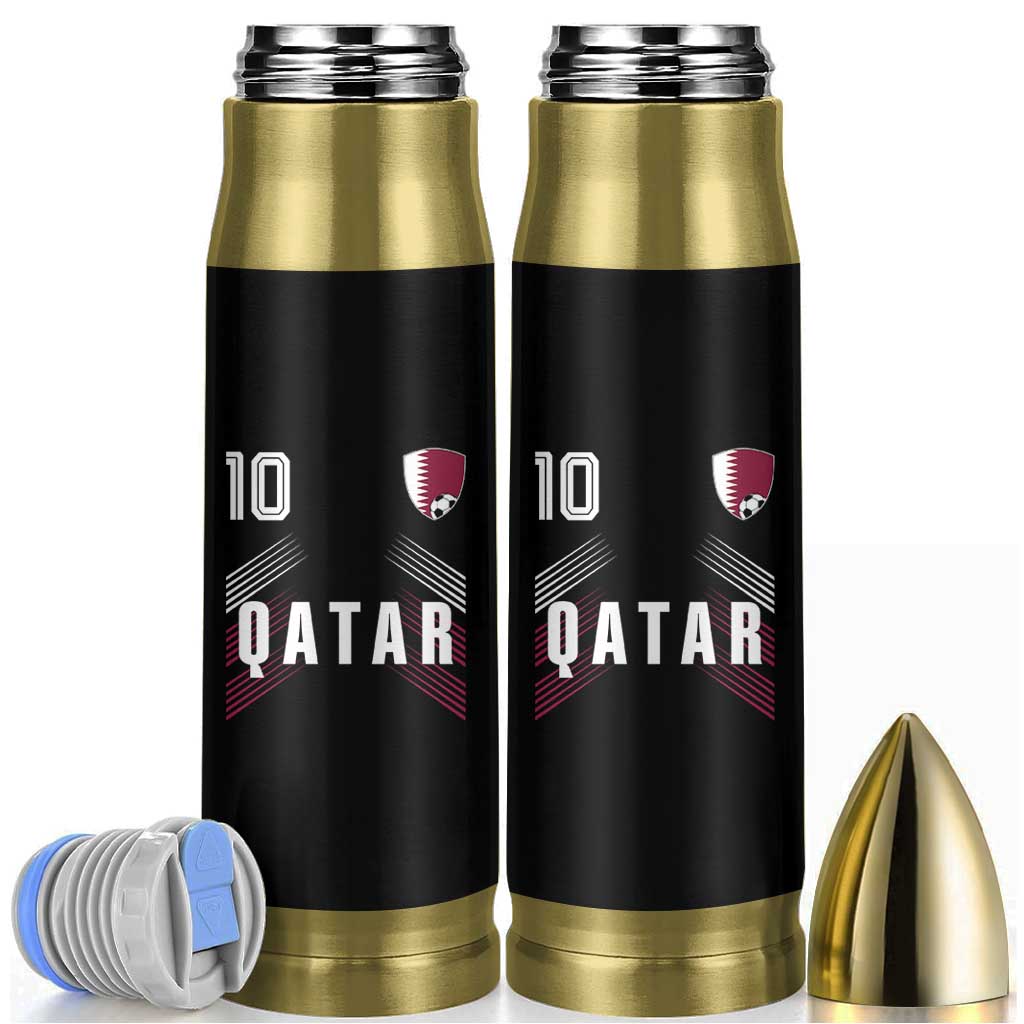 Qatar Soccer Sports Graphic Number 10 Jersey Style Bullet Tumbler Proud Qatari Football Fans Game Day Pride