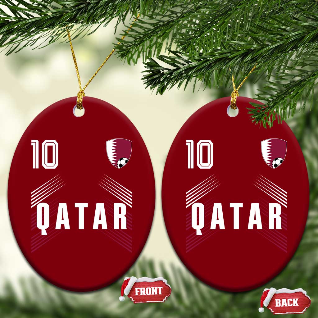 Qatar Soccer Sports Graphic Number 10 Jersey Style Ceramic Ornament Proud Qatari Football Fans Game Day Pride