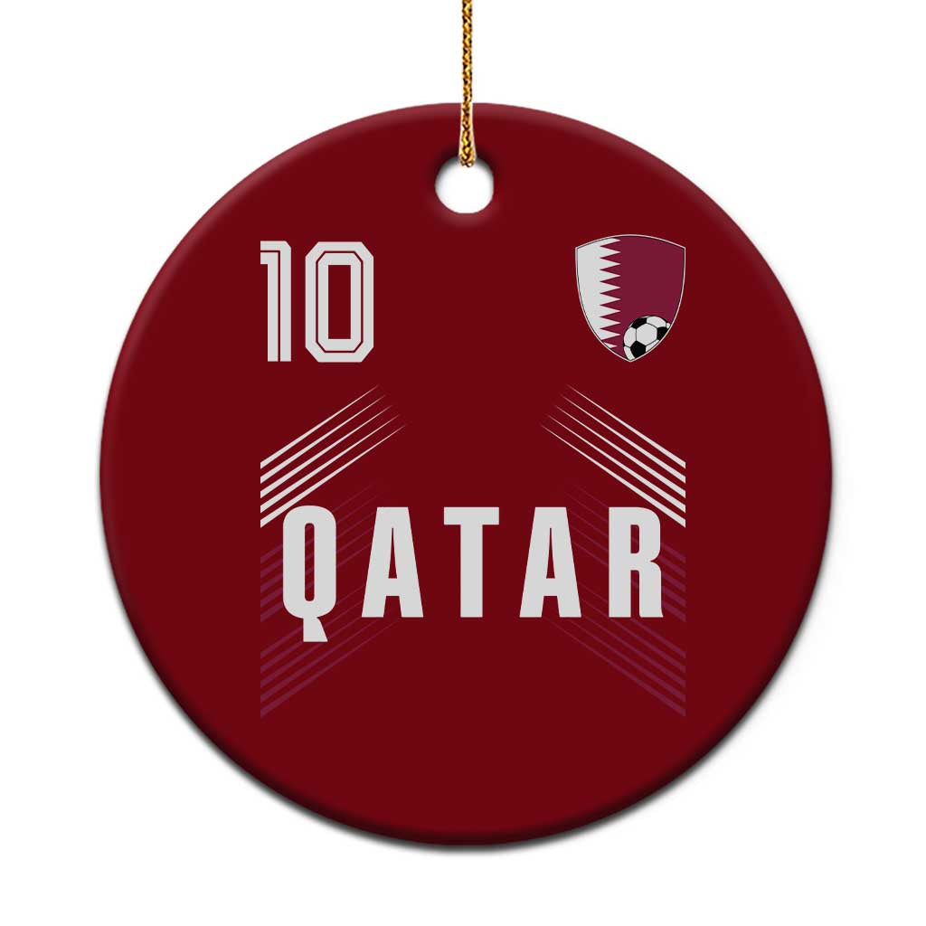 Qatar Soccer Sports Graphic Number 10 Jersey Style Ceramic Ornament Proud Qatari Football Fans Game Day Pride
