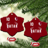 Qatar Soccer Sports Graphic Number 10 Jersey Style Ceramic Ornament Proud Qatari Football Fans Game Day Pride