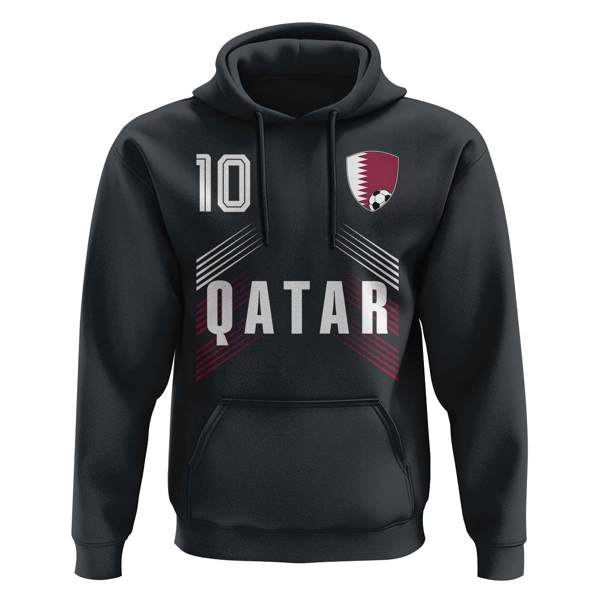 Qatar Soccer Sports Graphic Number 10 Jersey Style Hoodie Proud Qatari Football Fans Game Day Pride