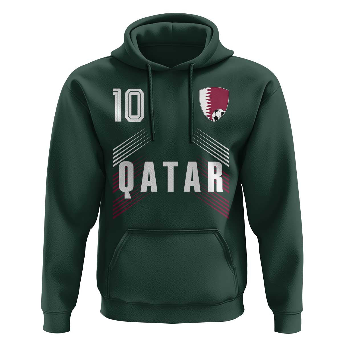 Qatar Soccer Sports Graphic Number 10 Jersey Style Hoodie Proud Qatari Football Fans Game Day Pride