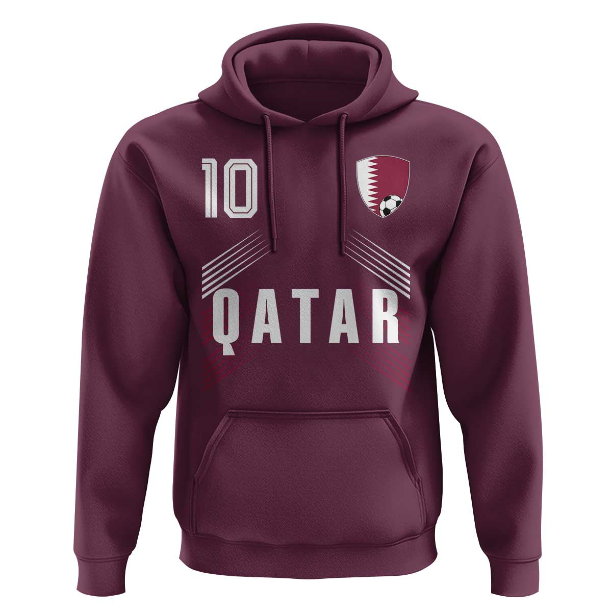 Qatar Soccer Sports Graphic Number 10 Jersey Style Hoodie Proud Qatari Football Fans Game Day Pride