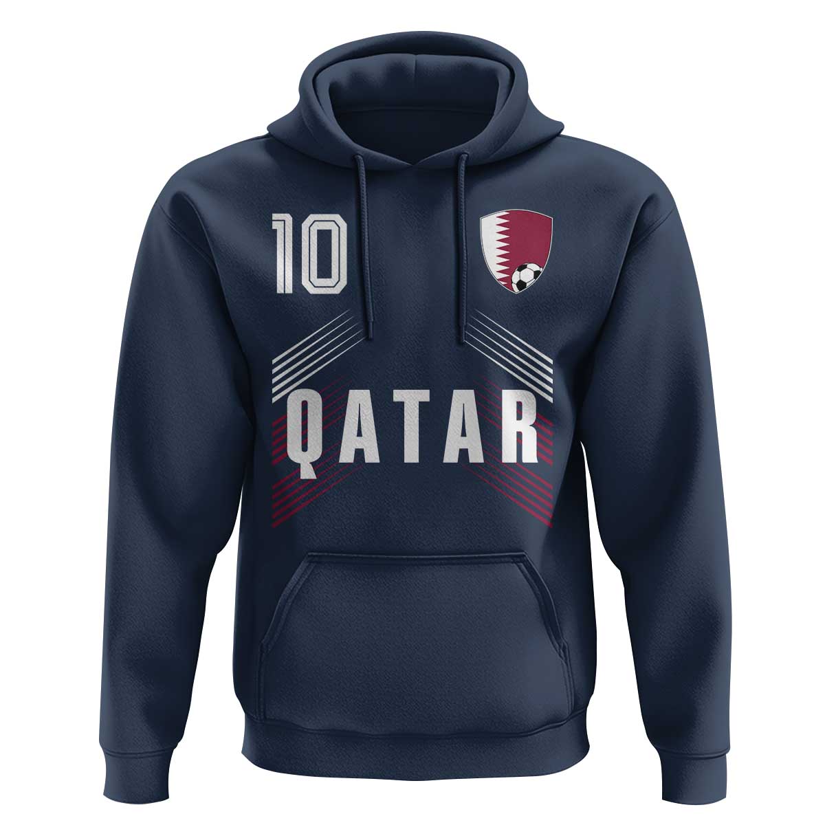 Qatar Soccer Sports Graphic Number 10 Jersey Style Hoodie Proud Qatari Football Fans Game Day Pride