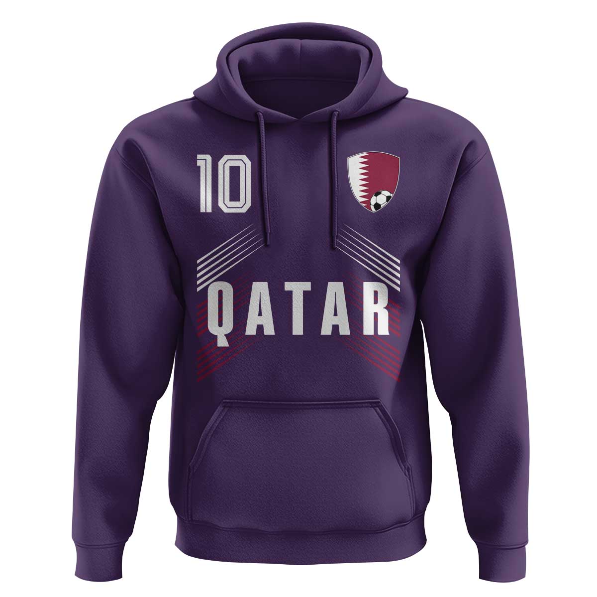 Qatar Soccer Sports Graphic Number 10 Jersey Style Hoodie Proud Qatari Football Fans Game Day Pride