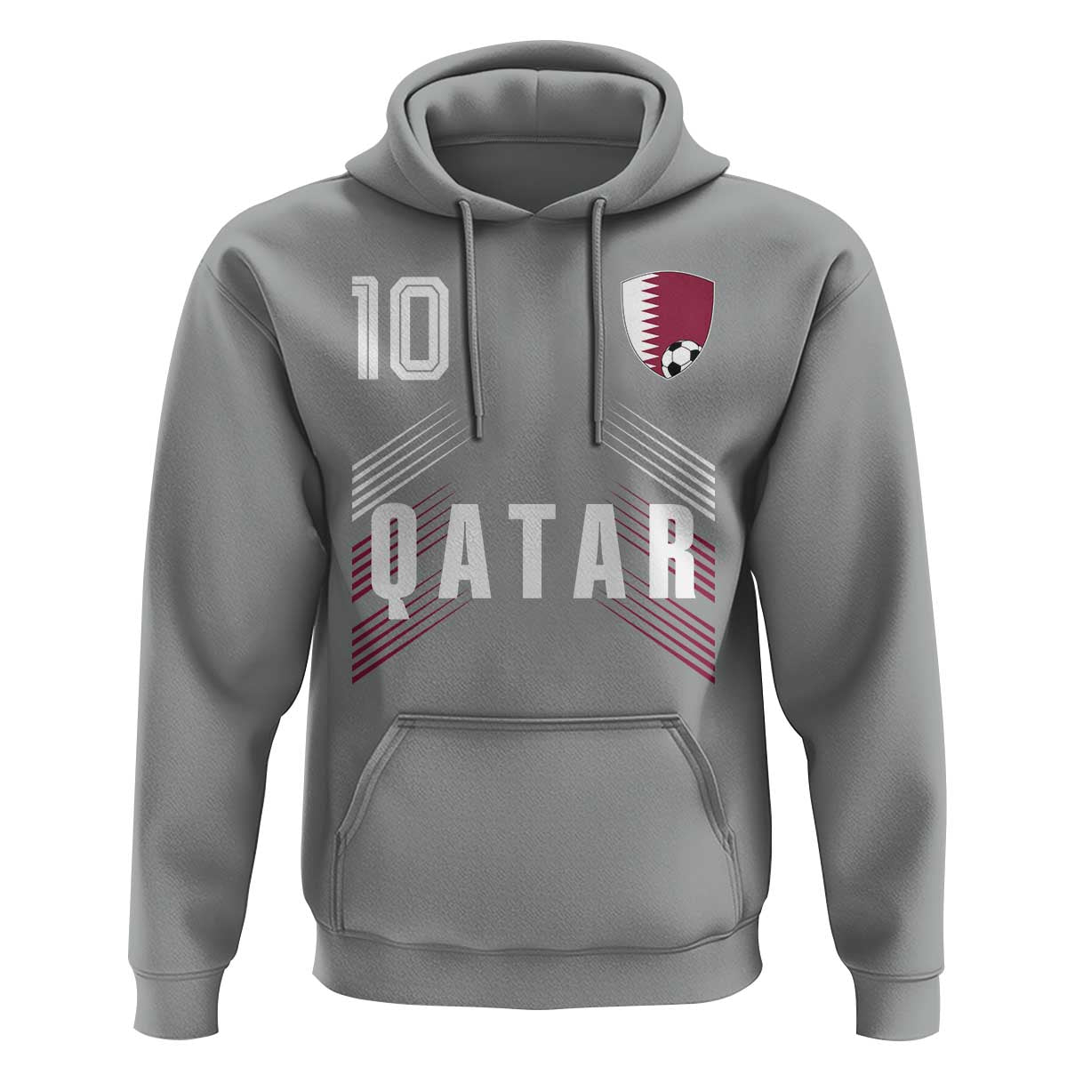Qatar Soccer Sports Graphic Number 10 Jersey Style Hoodie Proud Qatari Football Fans Game Day Pride