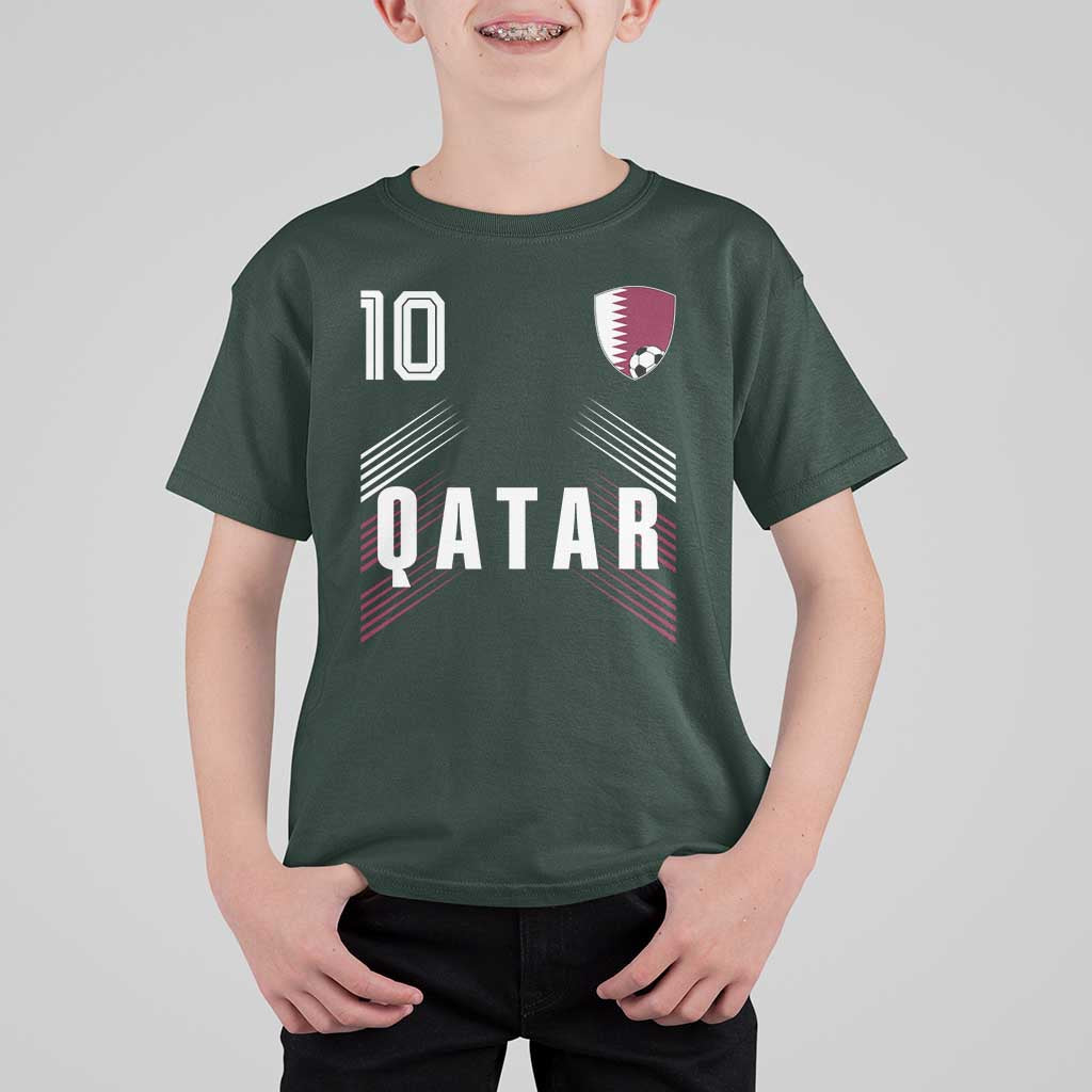 Qatar Soccer Sports Graphic Number 10 Jersey Style T Shirt For Kid Proud Qatari Football Fans Game Day Pride