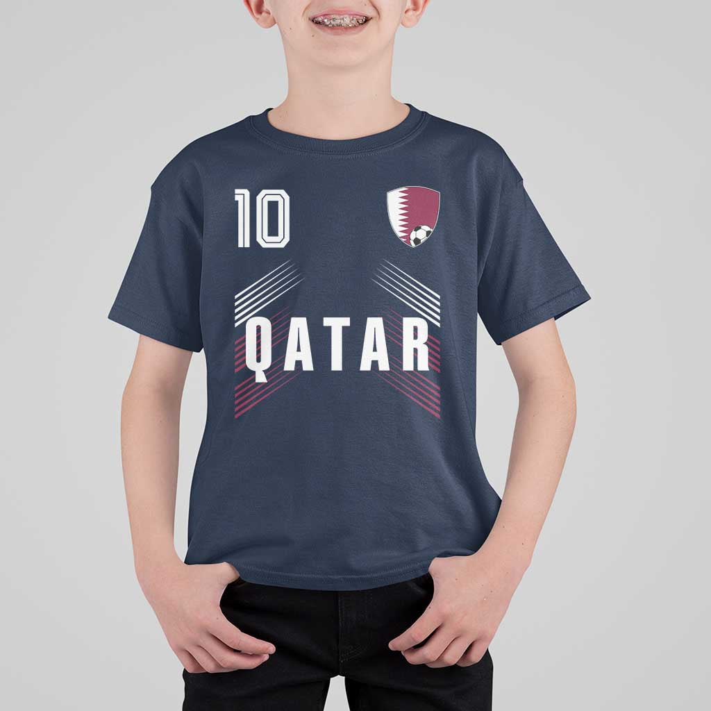 Qatar Soccer Sports Graphic Number 10 Jersey Style T Shirt For Kid Proud Qatari Football Fans Game Day Pride