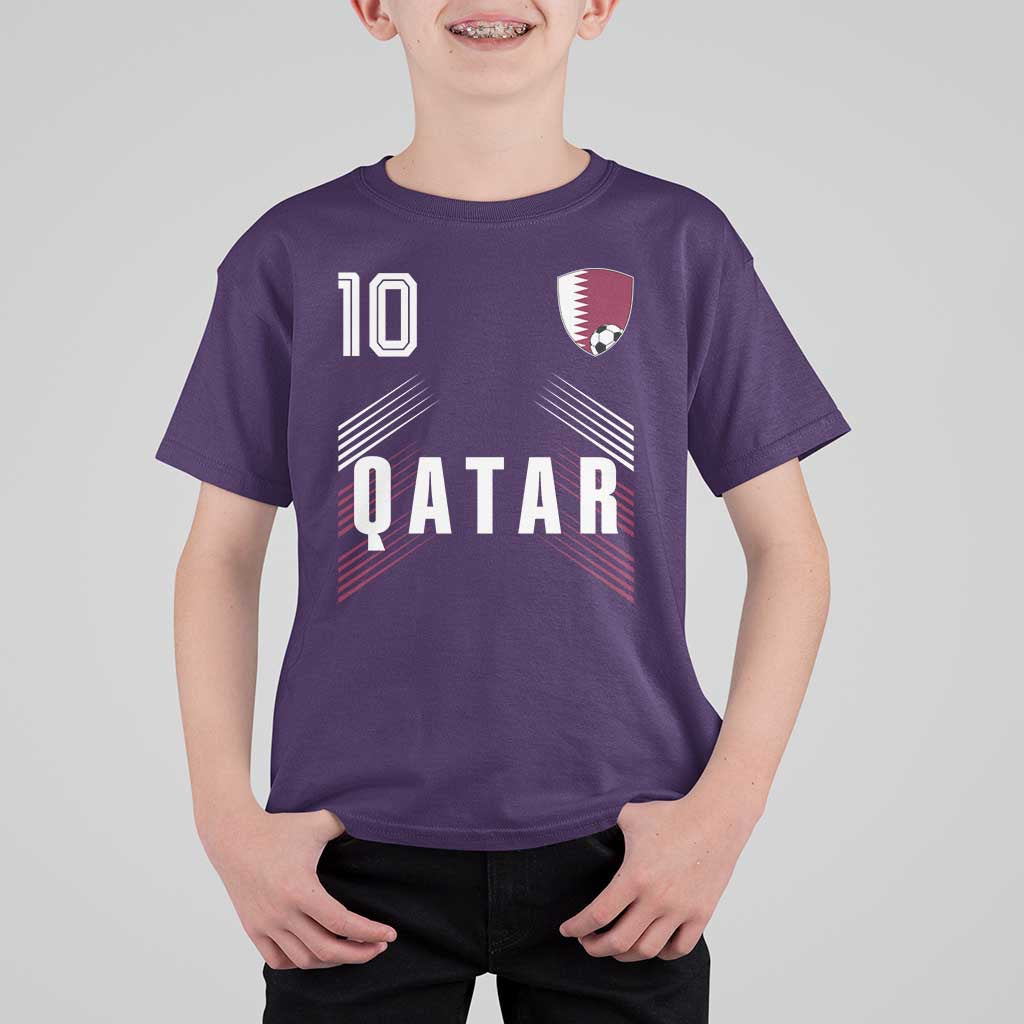 Qatar Soccer Sports Graphic Number 10 Jersey Style T Shirt For Kid Proud Qatari Football Fans Game Day Pride