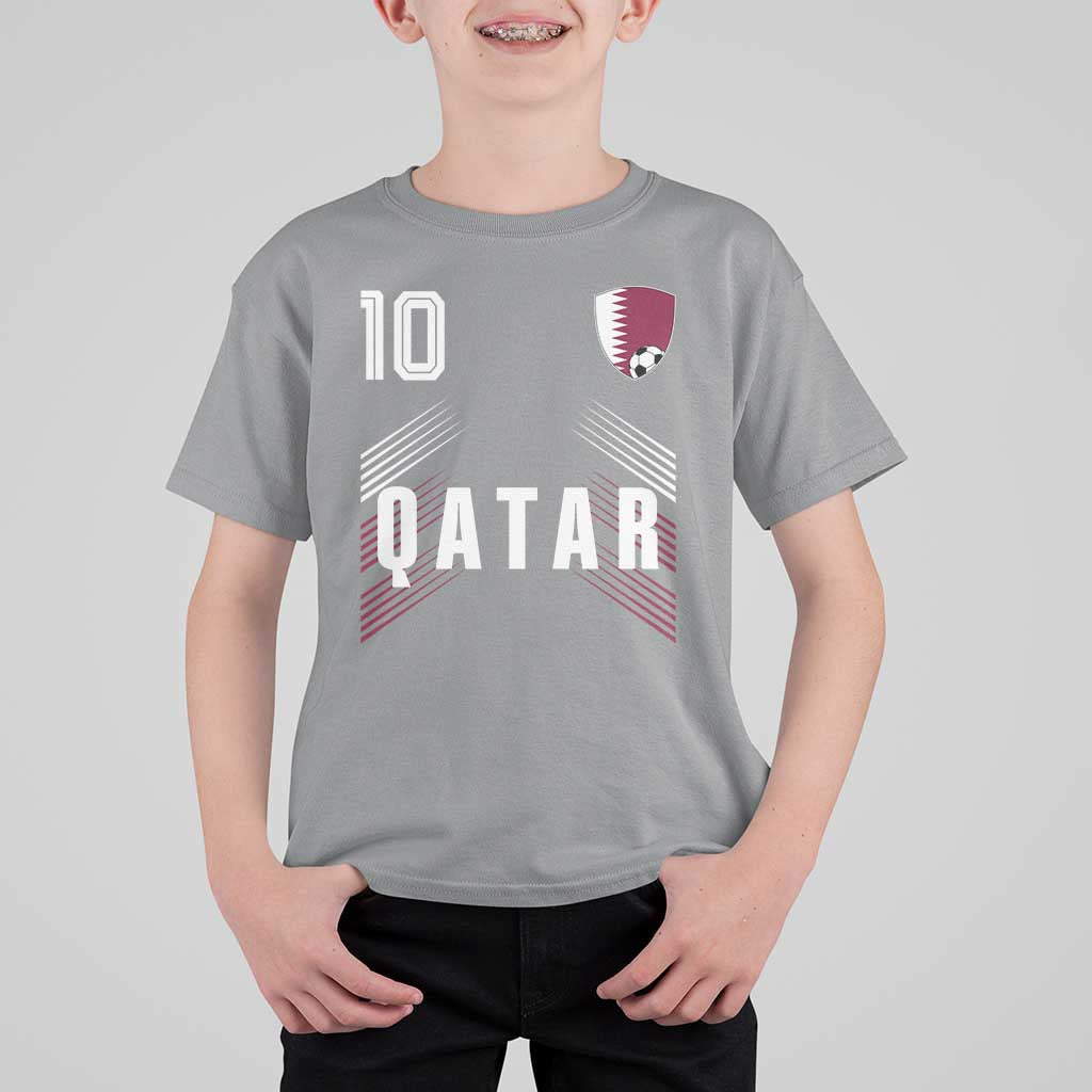 Qatar Soccer Sports Graphic Number 10 Jersey Style T Shirt For Kid Proud Qatari Football Fans Game Day Pride